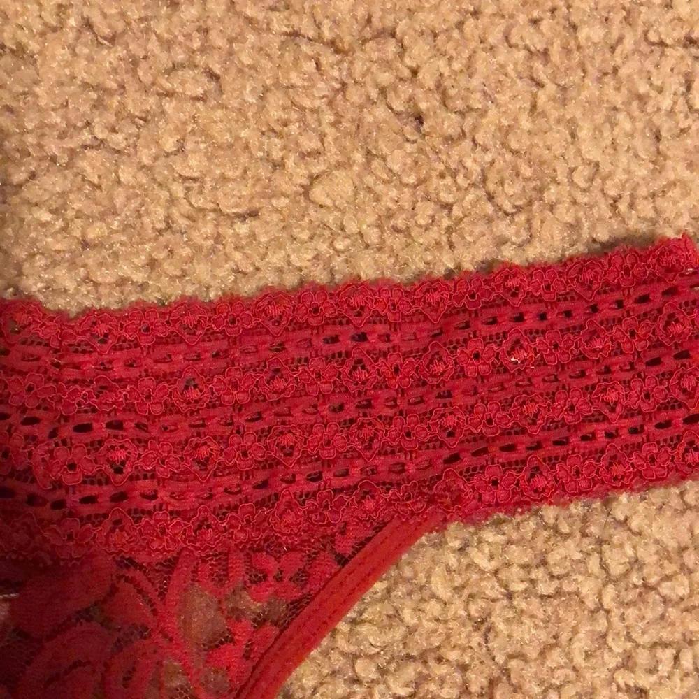 Victoria Secret PINK Red Lace Thong Panties
